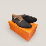 Monte Carlo - Navy Suede & Brown Leather - Size 41