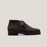 Biella - Dark Brown Suede - Monk Strap Ankle Boots