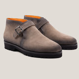 Biella - Taupe Grey Suede - Monk Strap Boots