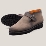 Biella - Taupe Grey Suede - Monk Strap Boots