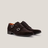 Monte Carlo - Dark Brown Suede - Double Monk Shoes