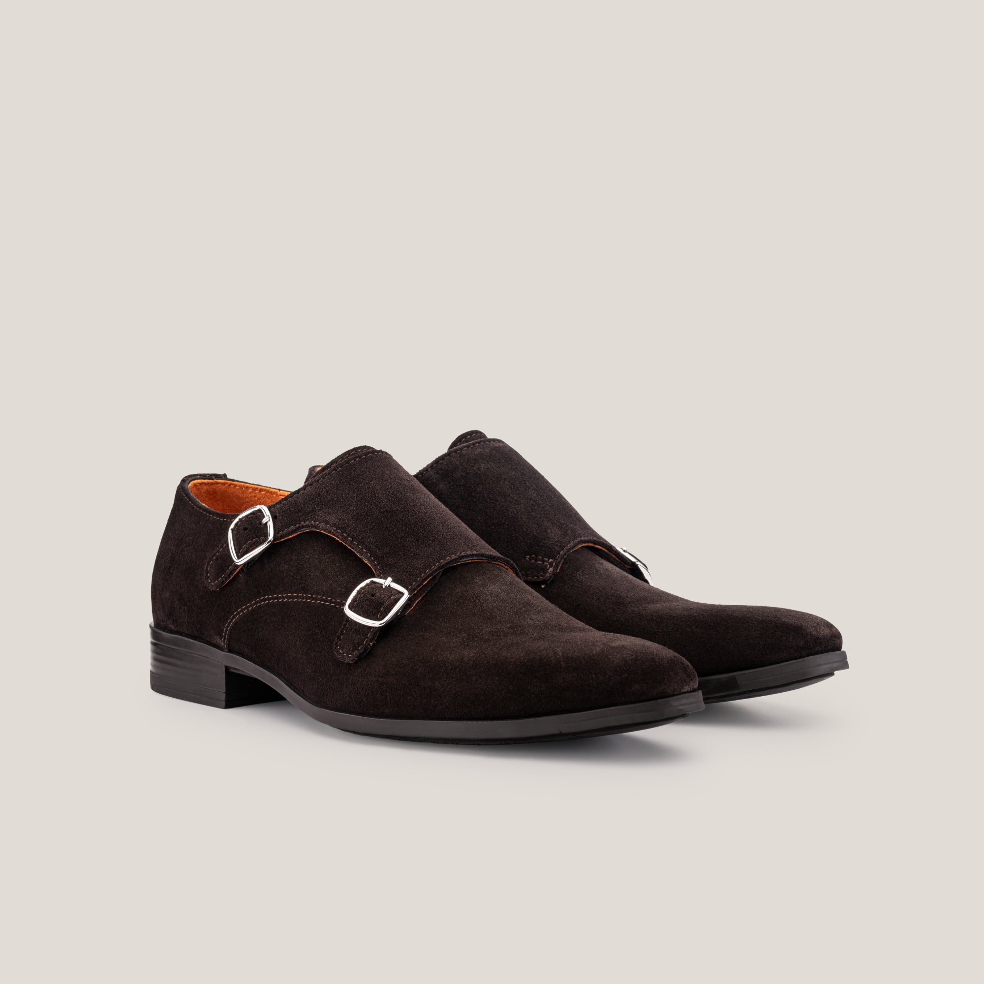 Monte Carlo - Dark Brown Suede - Double Monk Shoes
