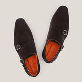 Monte Carlo - Dark Brown Suede - Double Monk Shoes