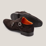 Monte Carlo - Dark Brown Suede - Double Monk Shoes