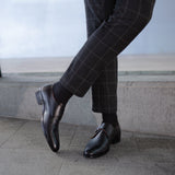 NY24 - Black Leather - Single Monk Shoes