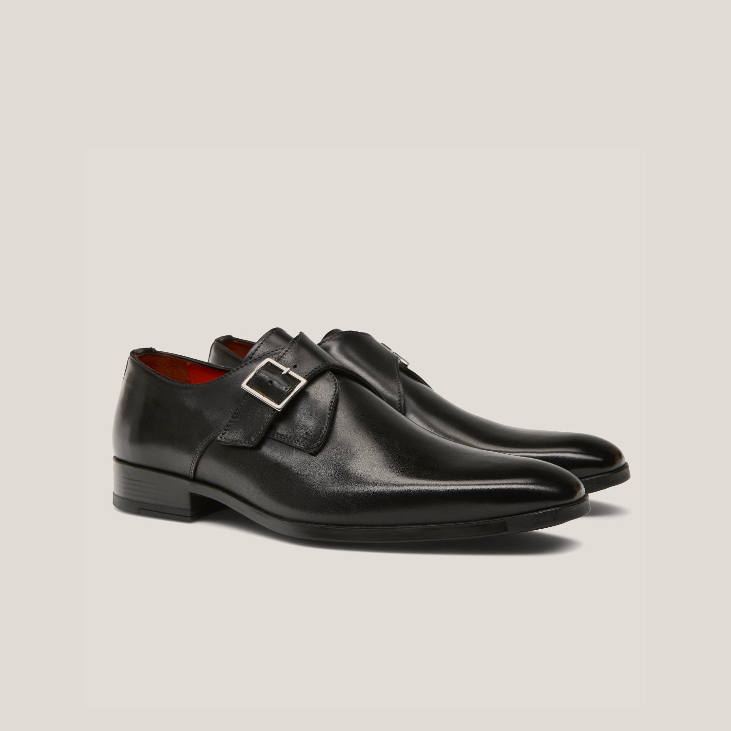 NY24 - Black Leather - Single Monk Shoes