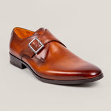 NY24 - Cognac Brown Patina Leather - Single Monk Shoes