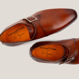 NY24 - Cognac Brown Patina Leather - Single Monk Shoes