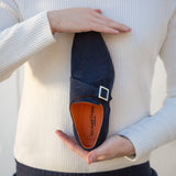 NY24 - Dark Navy Suede - Single Monk Shoes