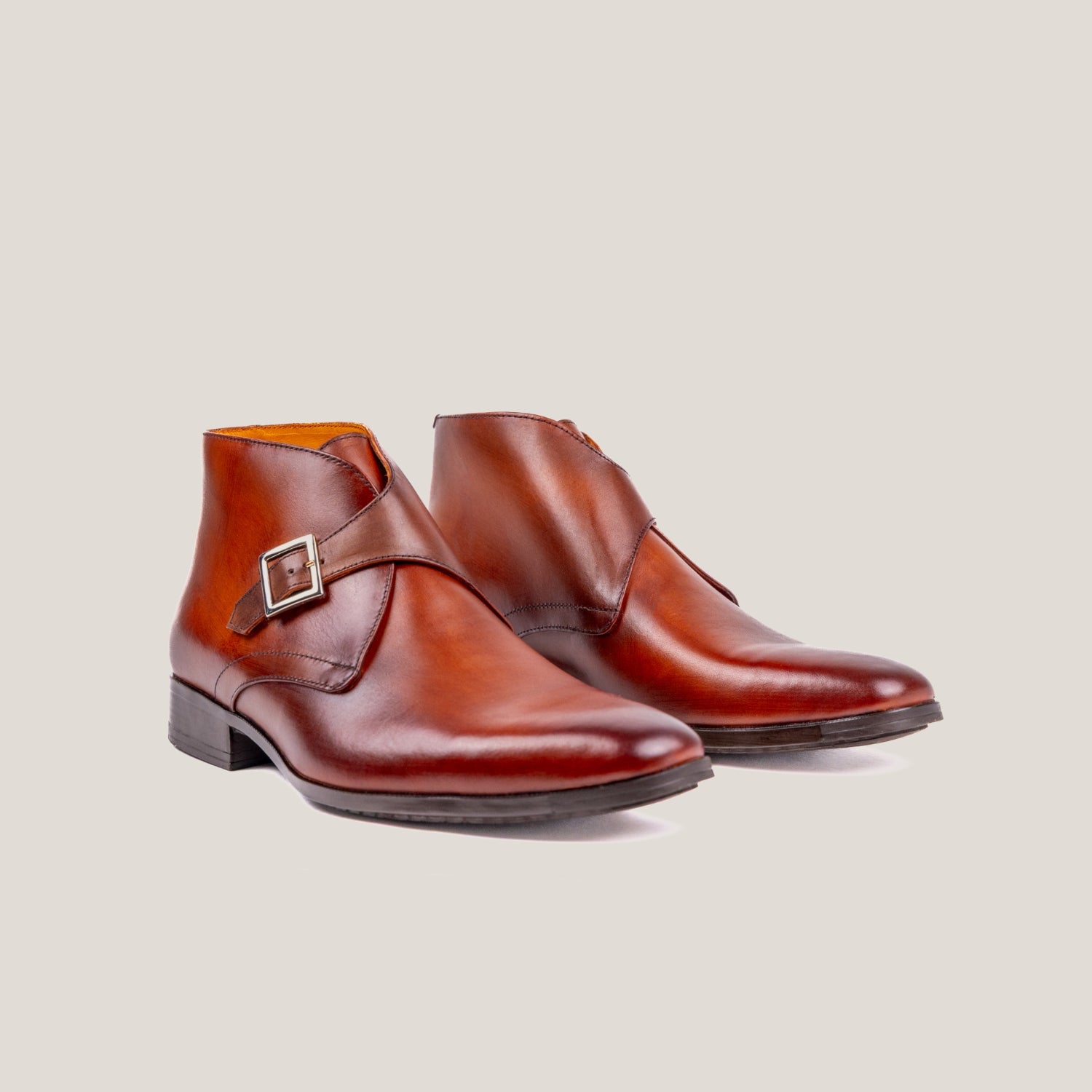 Stockholm - Cognac Brown Leather - Monk Strap Boots