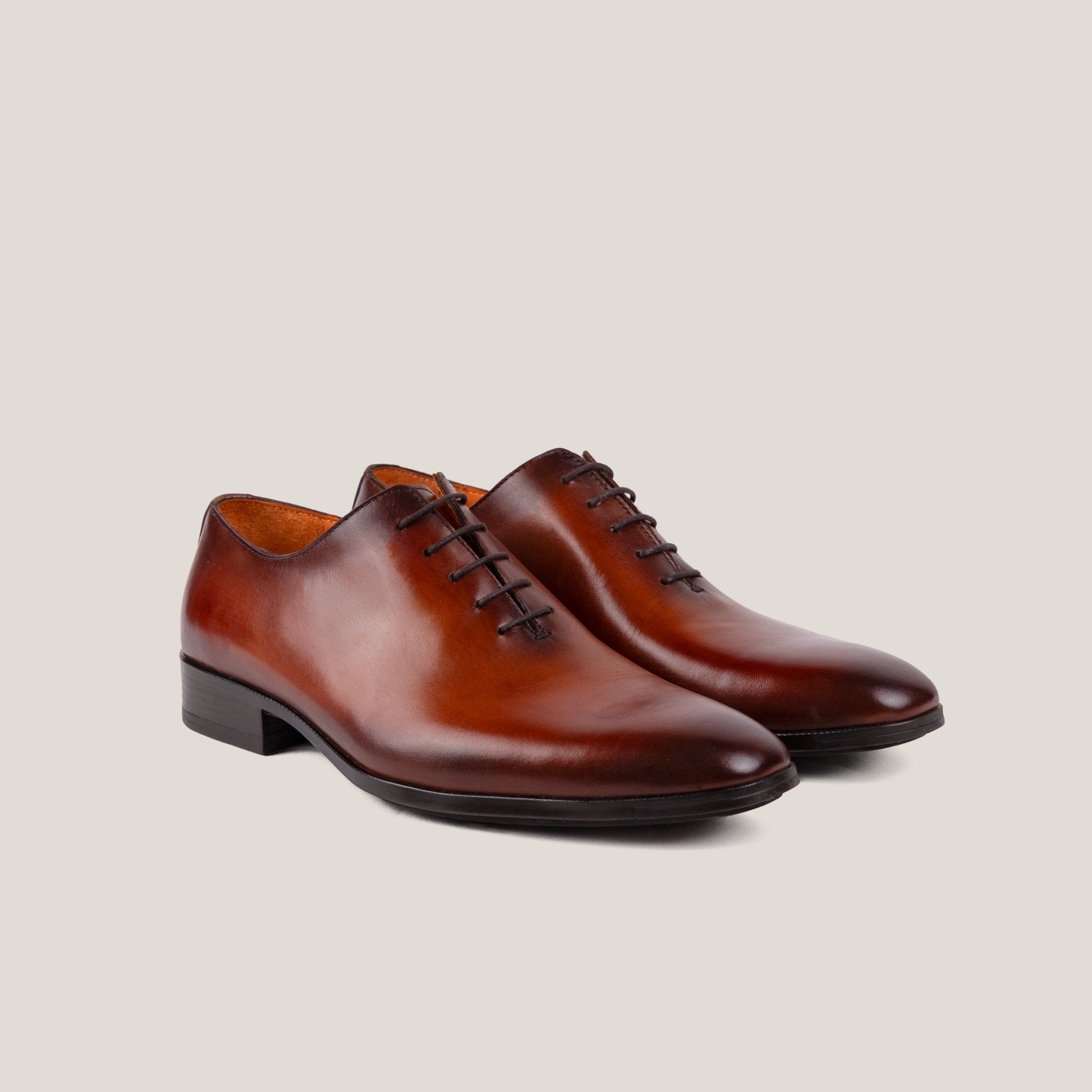 Vienna24 - Cognac Brown Patina Leather - Whole cut Oxfords